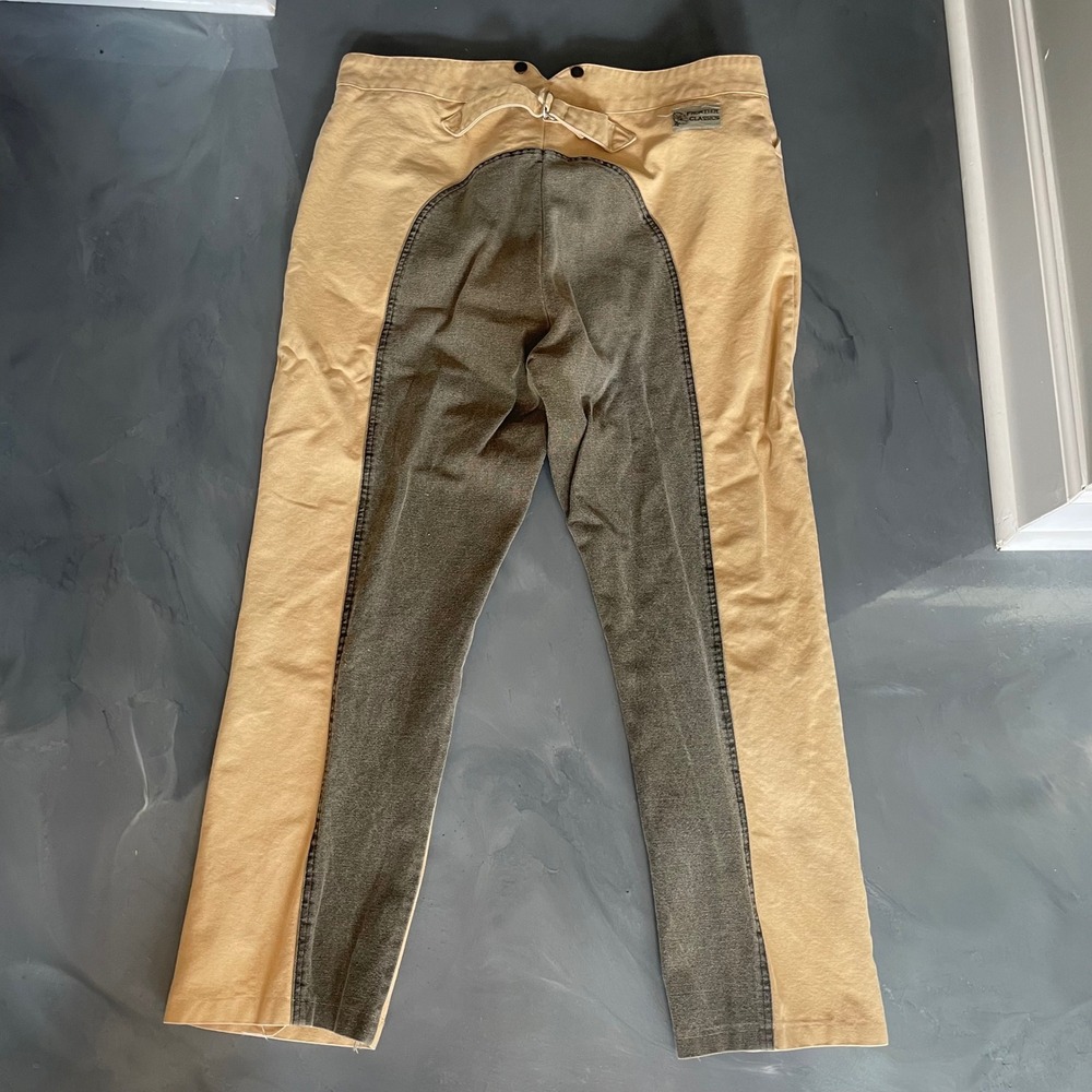 VTG Frontier Classics Mens Tan Canvas Saddle Seat Victorian Pants Cinch Back 42